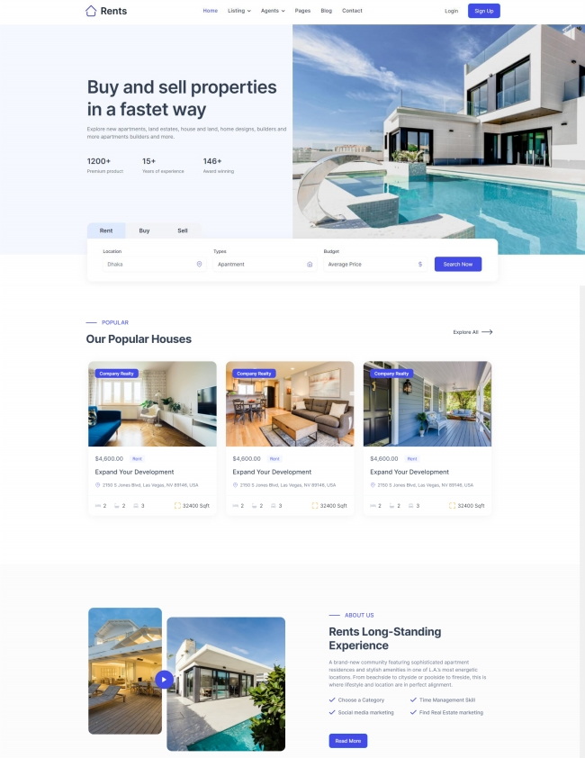 别墅租赁交易服务企业单页html模板