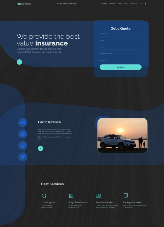 简洁商业保险服务公司单页模板