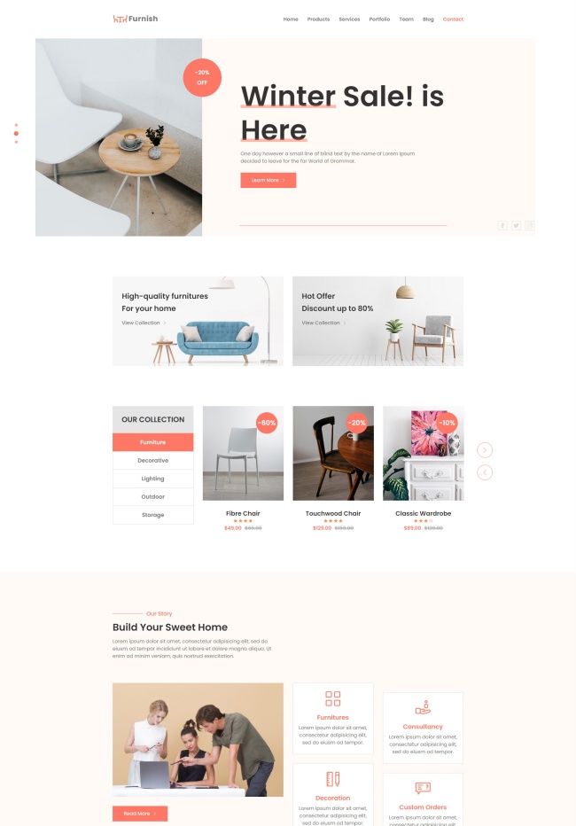 家居家具设计销售公司静态单页模板