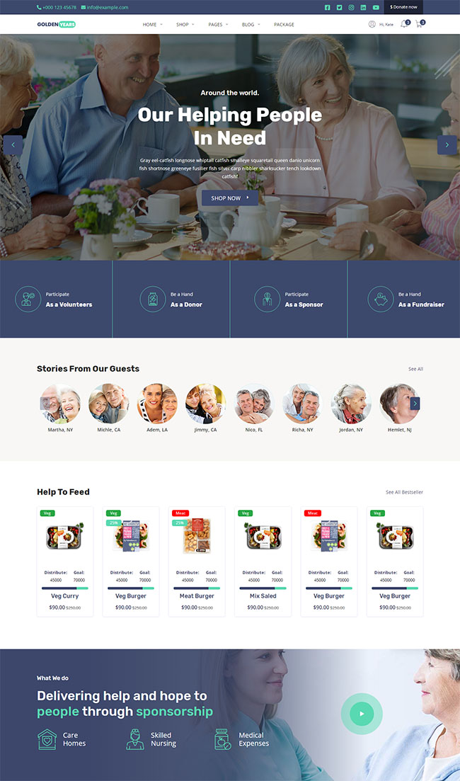 多风格老年人服务商城html5网站模板