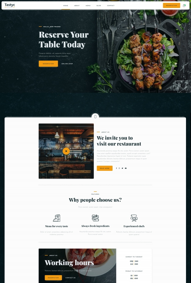 西餐厅美食餐饮宣传推广页模板