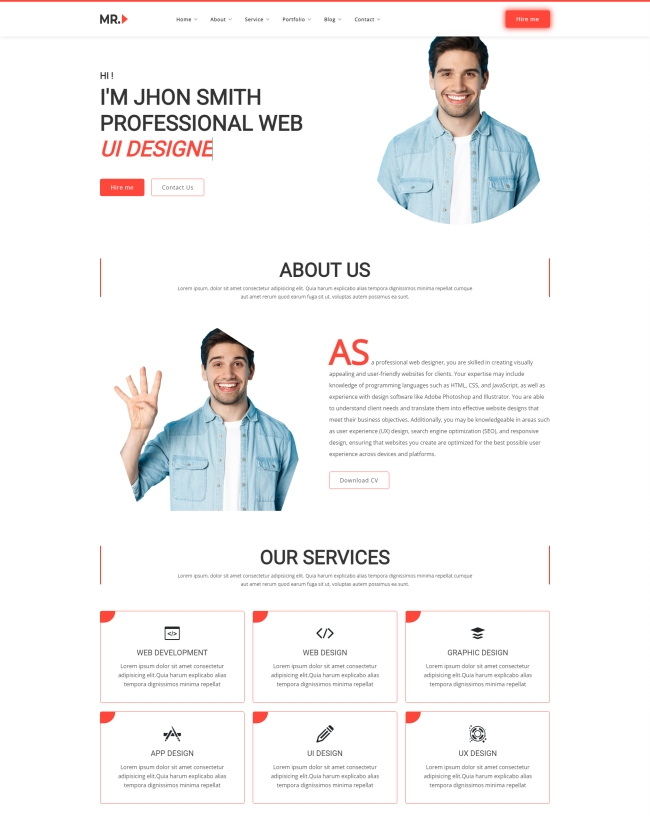 软件开发设计师个人技能展示主页模板