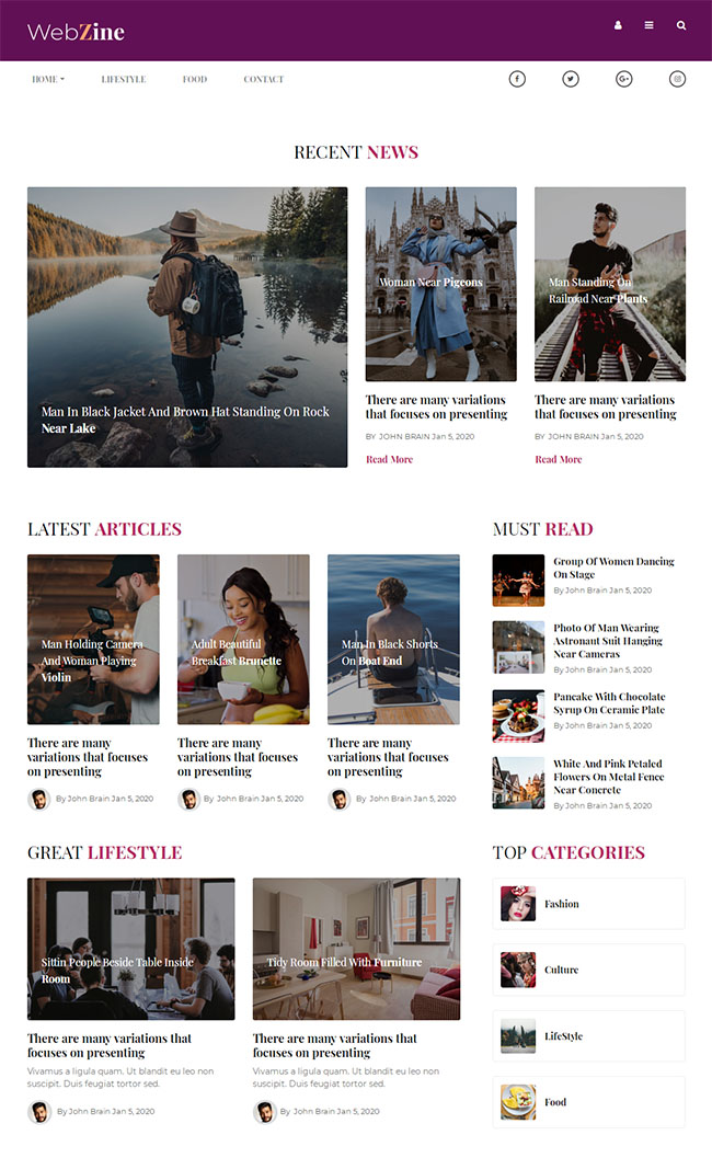 新闻资讯博客主题静态html模板