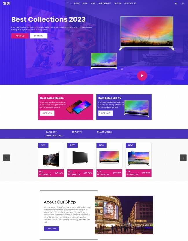 数码电子产品展示折扣商城网站模板