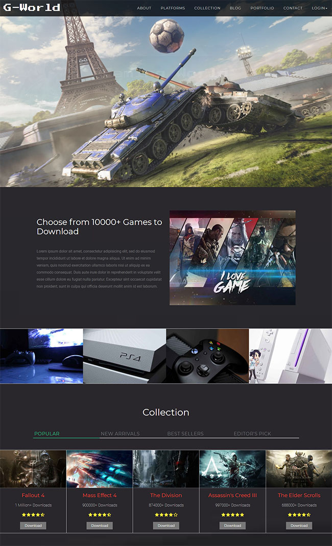 游戏开发宣传推广公司html单页模板