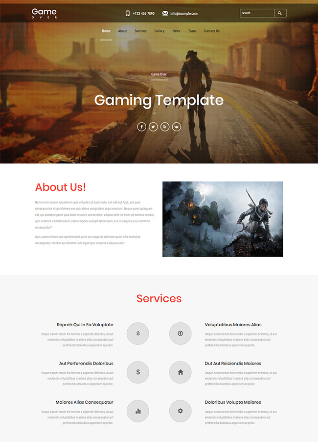 大型游戏开发公司通用html网页模板