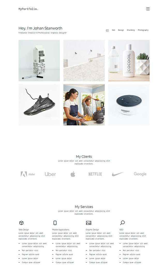 响应式极简设计师主页网站模板