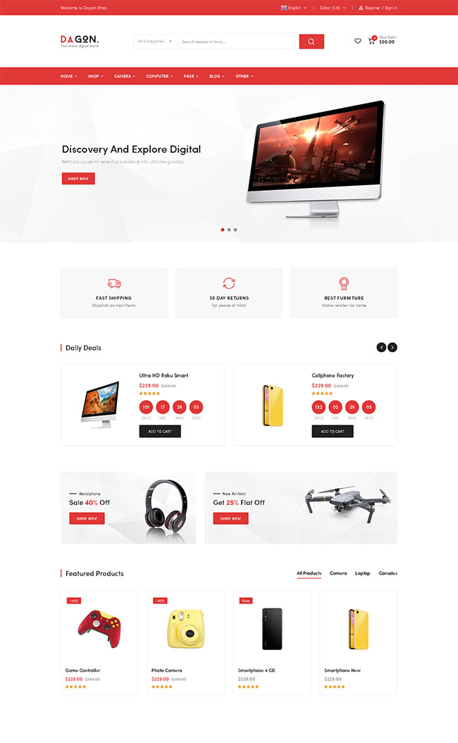 简洁多风格手机数码电子商城网站模板