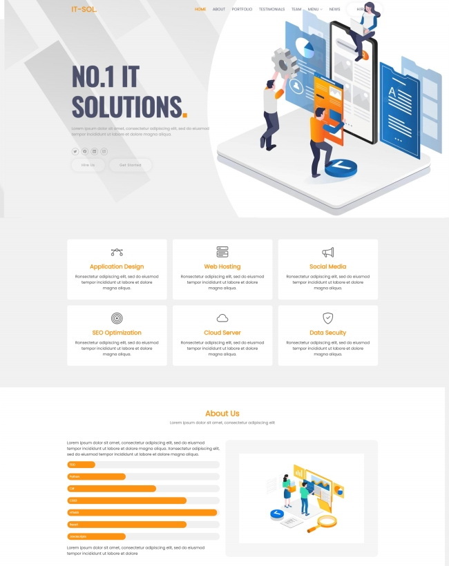 it互联网技术解决方案公司单页网站模板