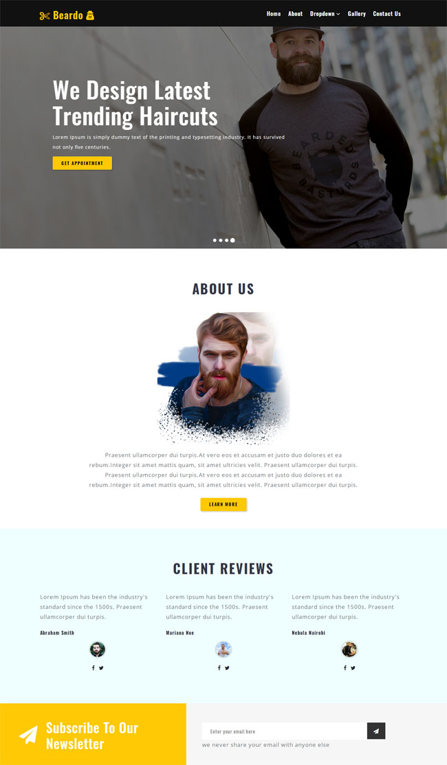 发型形象设计理发店通用网页模板