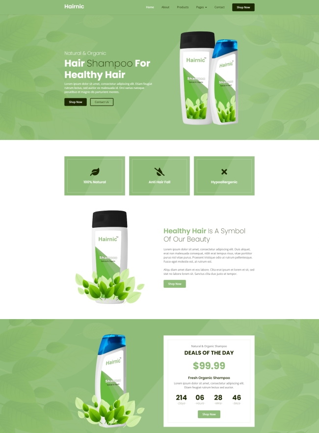 专业洗护用品销售商城html网页模板