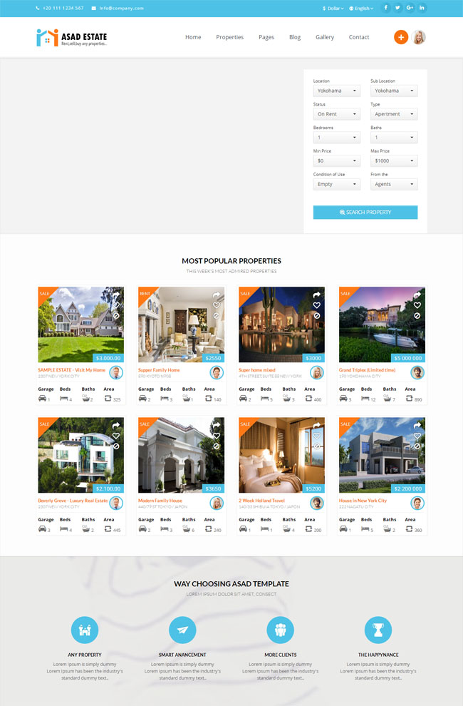 专业房地产房产出租销售服务公司模板