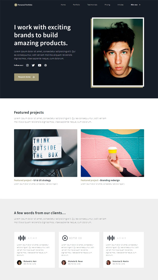 简洁自由职业者个人主页html模板