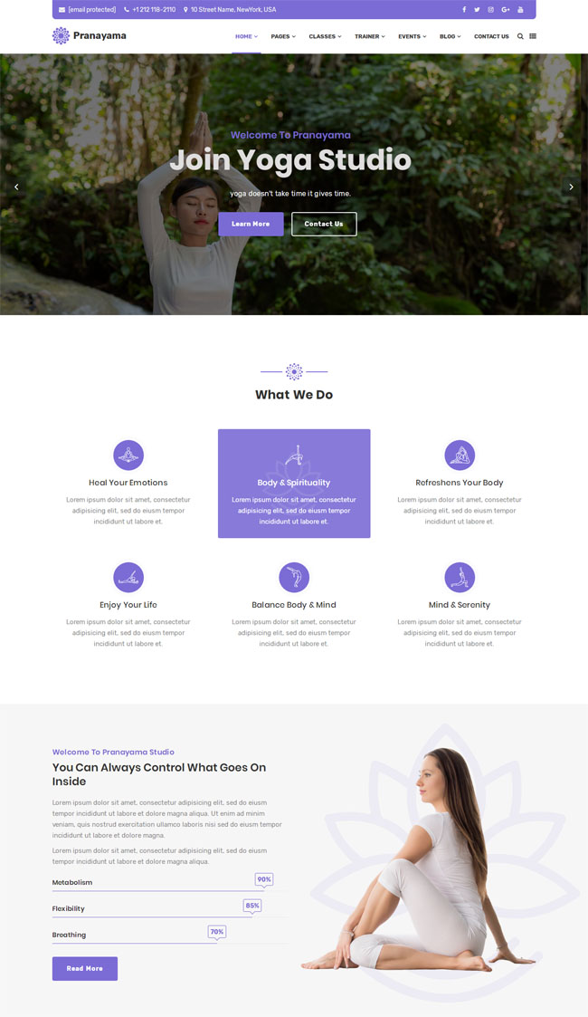多风格瑜伽舞蹈培训机构html网页模板