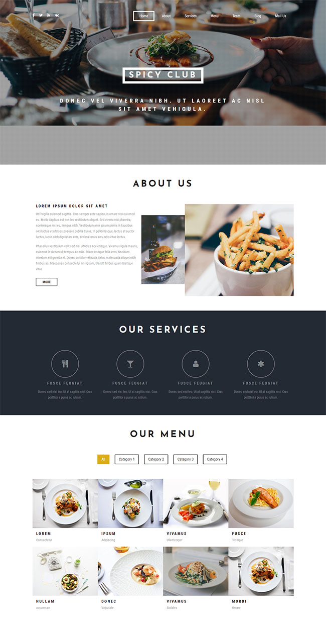 餐厅美食餐饮服务企业单页模板