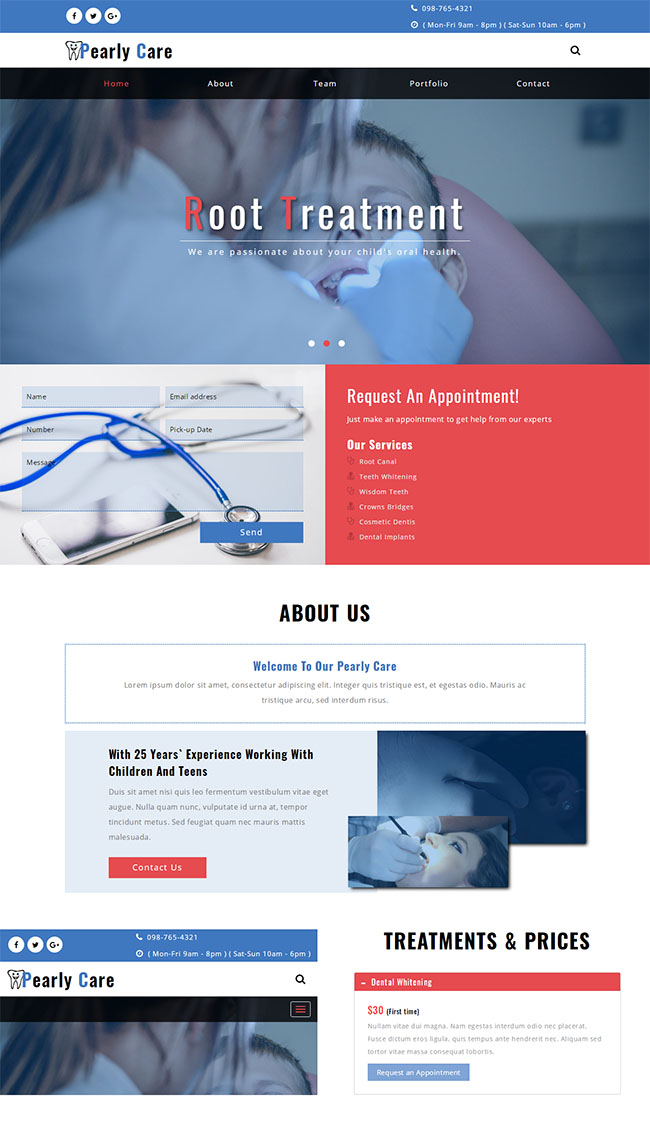 牙科医院医疗服务机构宣传页模板