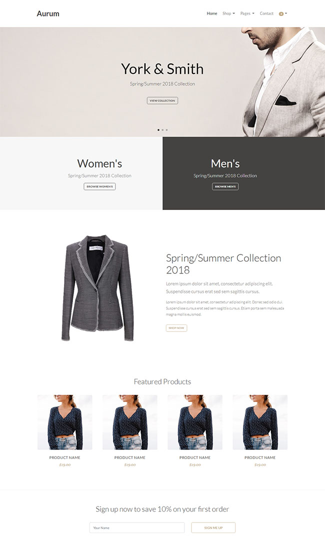简洁女装鞋包通用商城网站模板