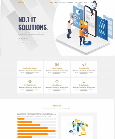 it互联网技术解决方案公司单页网站模板