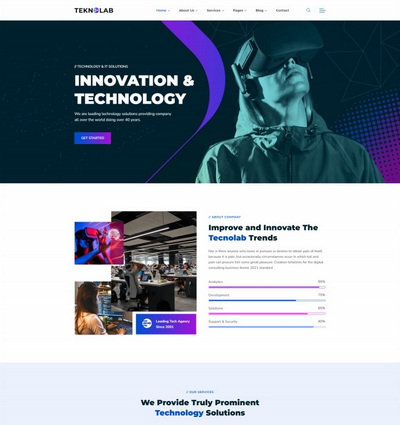多风格科技感互联网it技术解决商html网站模板