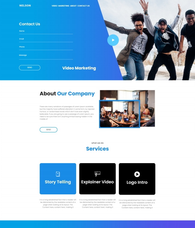 简洁短视频营销服务公司网站模板