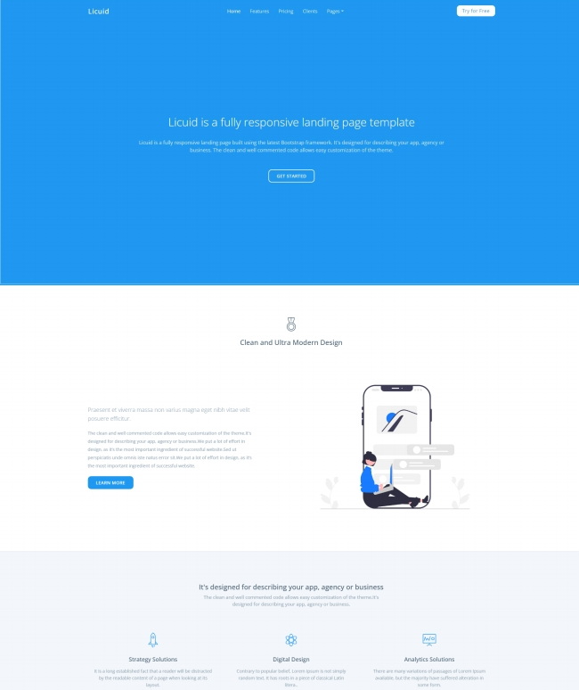 极简bootstrap5软件宣传推广页模板