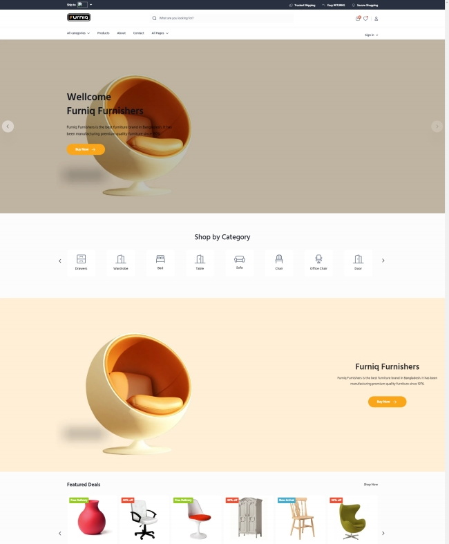实用家居用品家具商城html网站模板