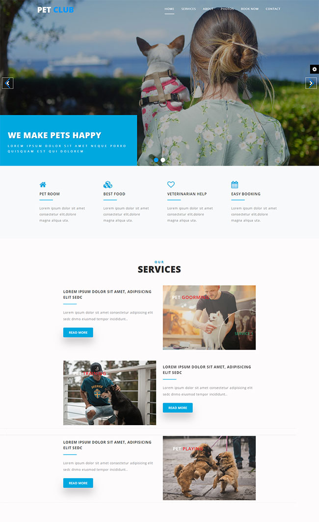 响应式宠物之家html单页模板