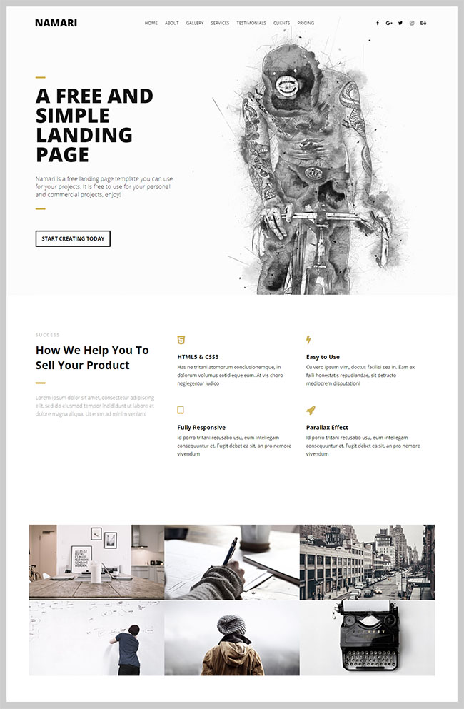 黑白插画设计服务公司网站模板