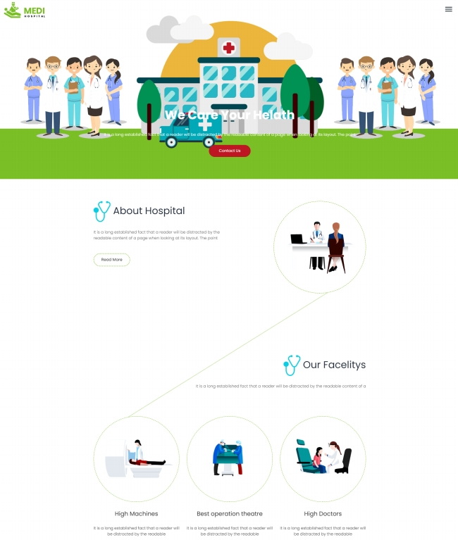简洁卡通风医疗服务机构宣传网站模板