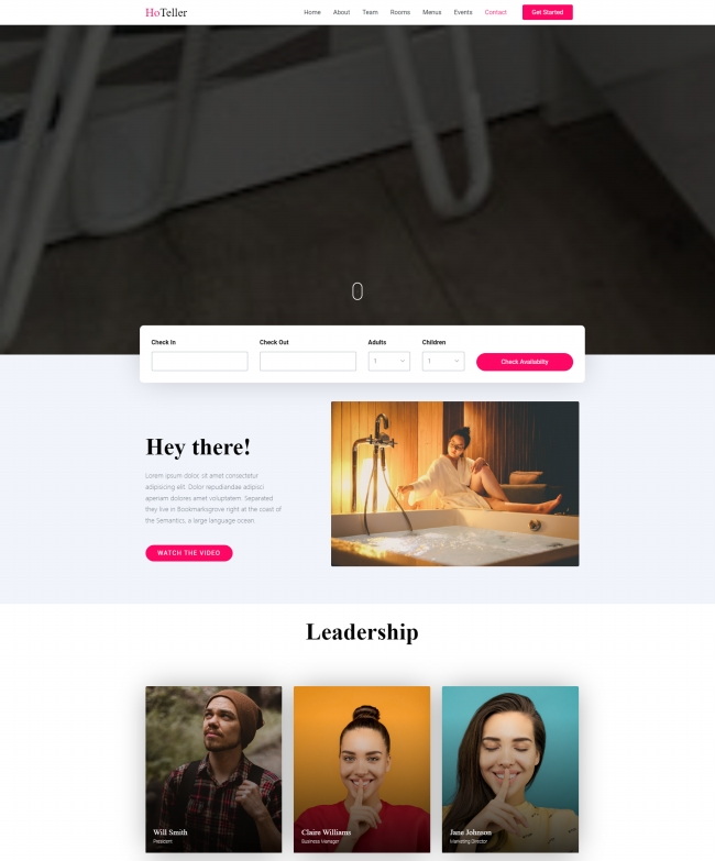响应式酒店客房服务企业html5模板