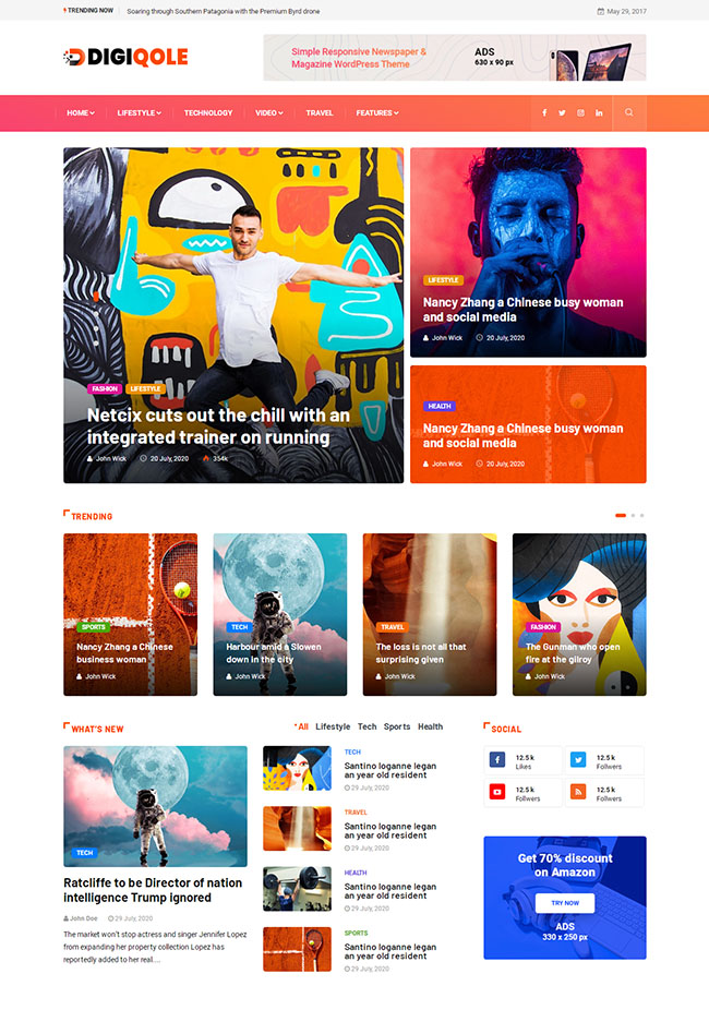 多风格新闻资讯杂志展示类网站模板