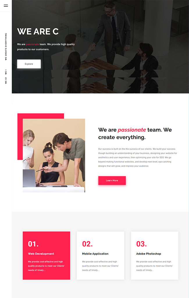 创意设计服务公司html单页网站模板