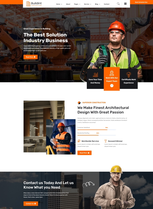 大气工程建筑施工服务公司html网站模板
