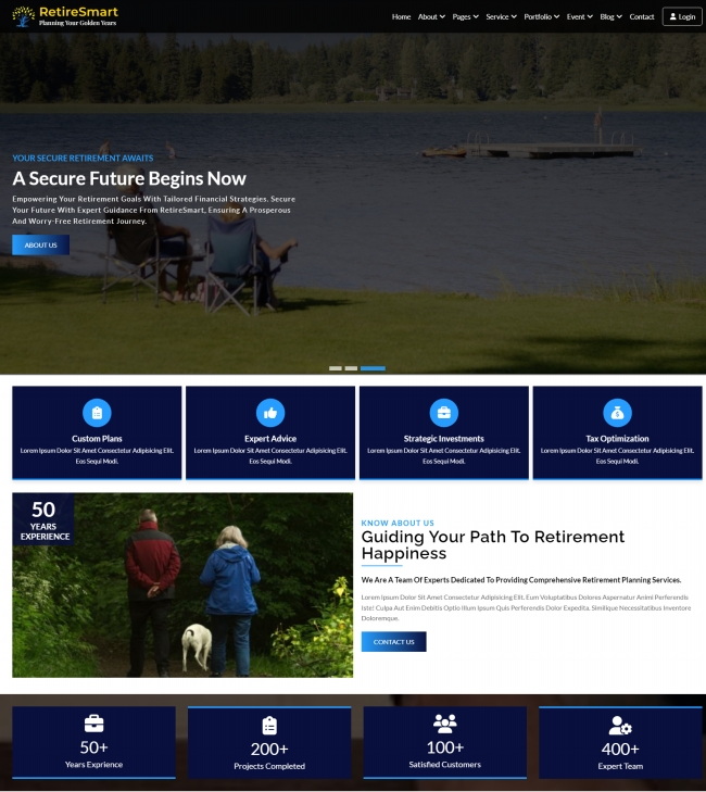 退休养老规划服务机构网站模板