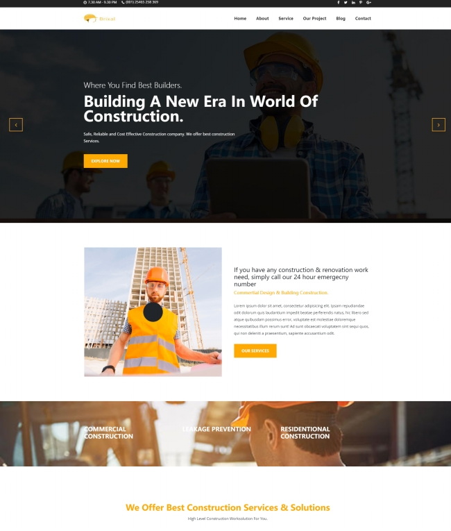 响应式建筑施工服务公司html网站模板