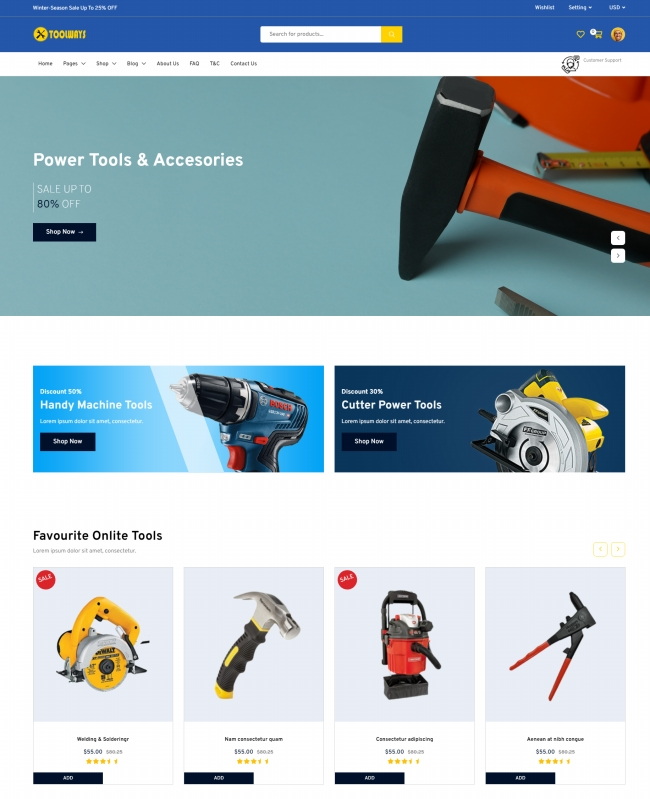 机电工具设备在线商城html5网站模板