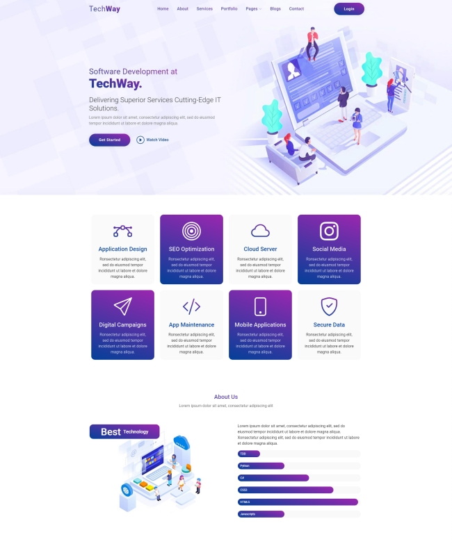 极简IT服务解决方案公司网站模板