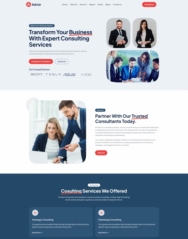 多风格大气商业咨询服务公司宣传网站模板