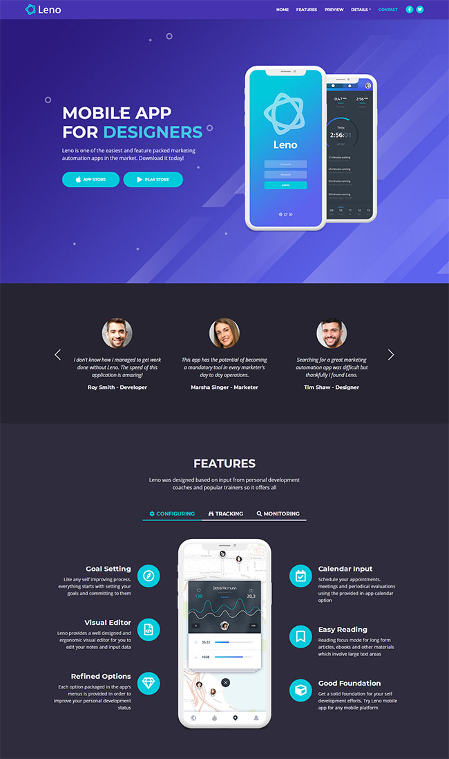 移动app应用宣传开发公司单页模板