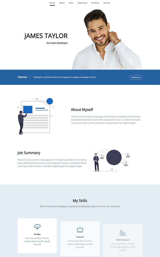 个人主页简历技能介绍网页模板