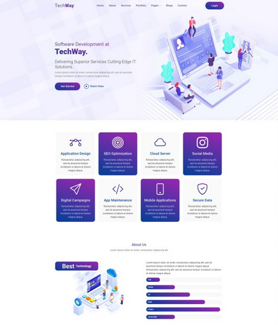 极简IT服务解决方案公司网站模板