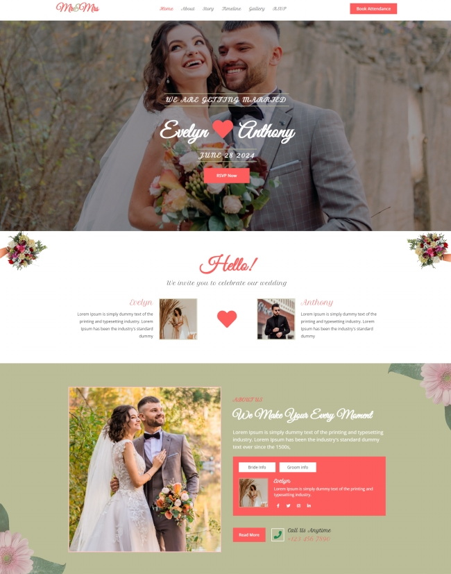 结婚婚礼邀请函静态网页模板