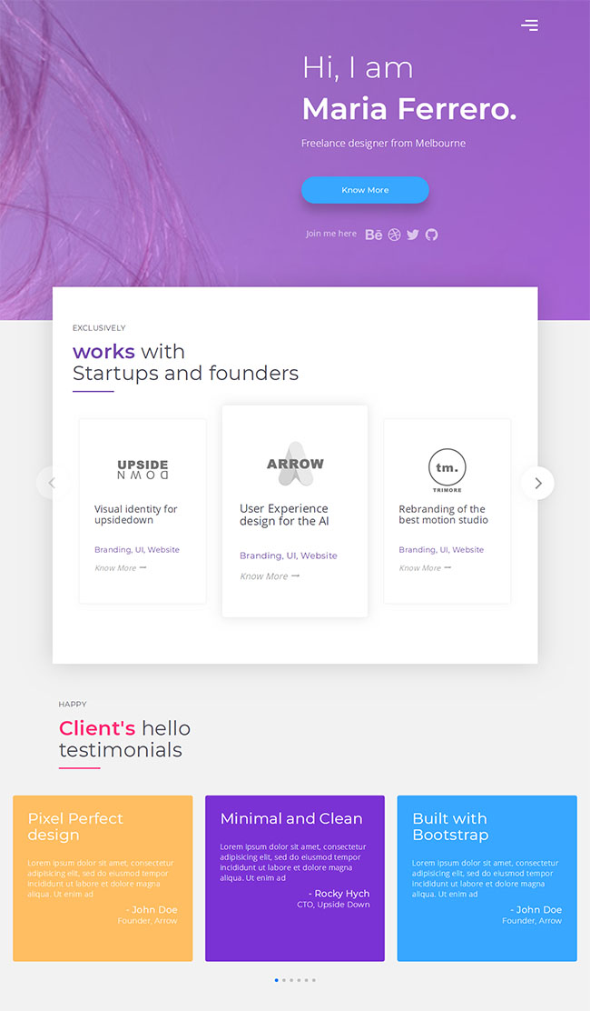 设计师个人作品展示简历html模板