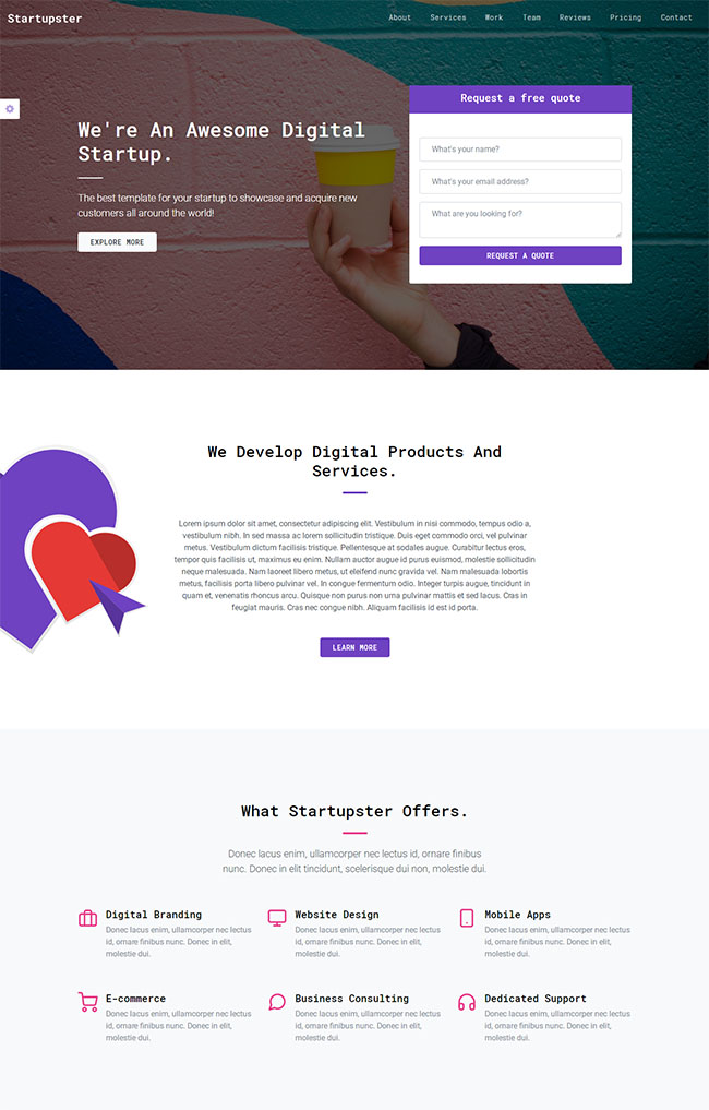 数字创业公司静态html响应式模板