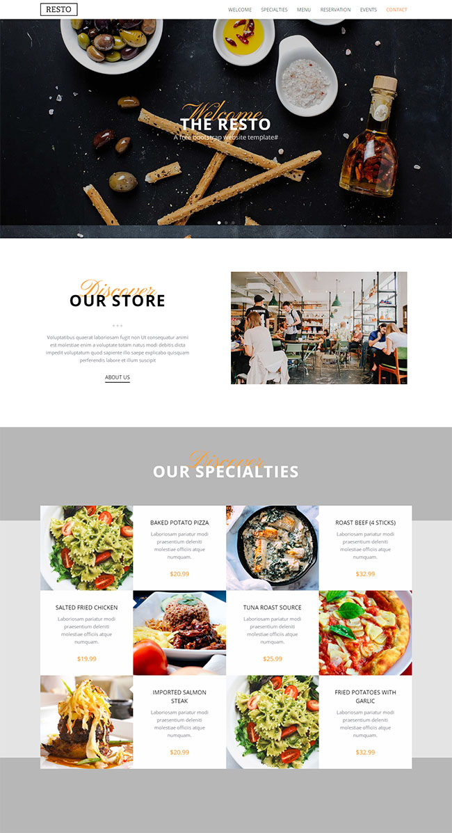 面包烘焙店网站模板