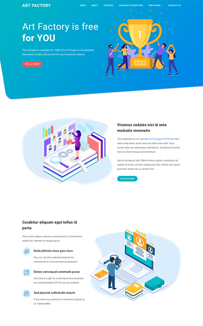 扁平化卡通人物设计服务公司单页模板