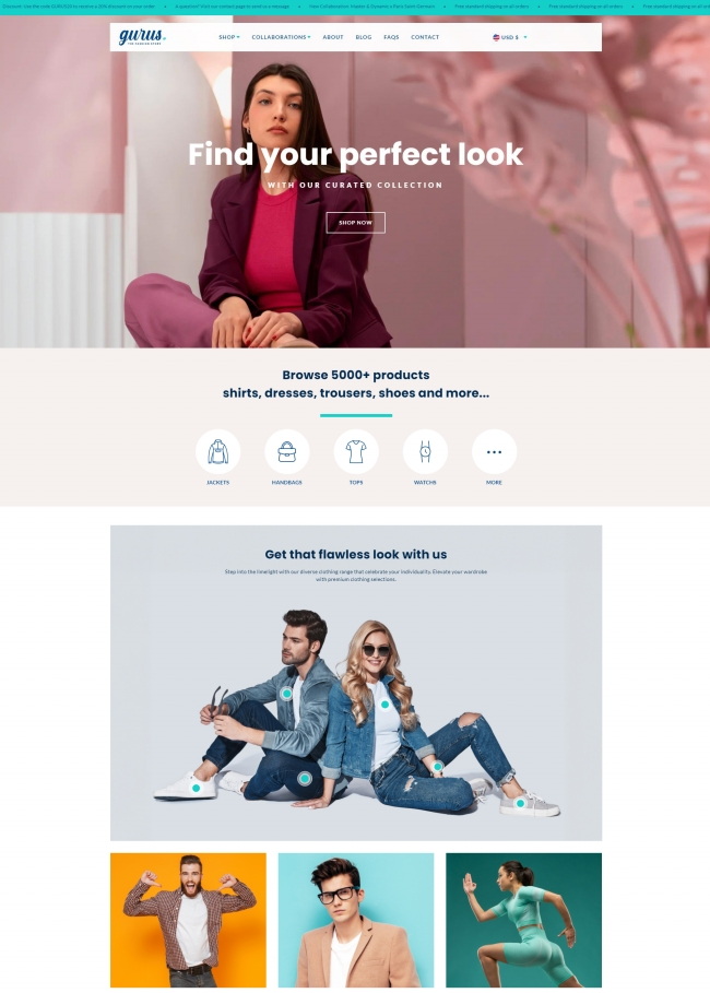 潮流服装服饰企业商城网站模板