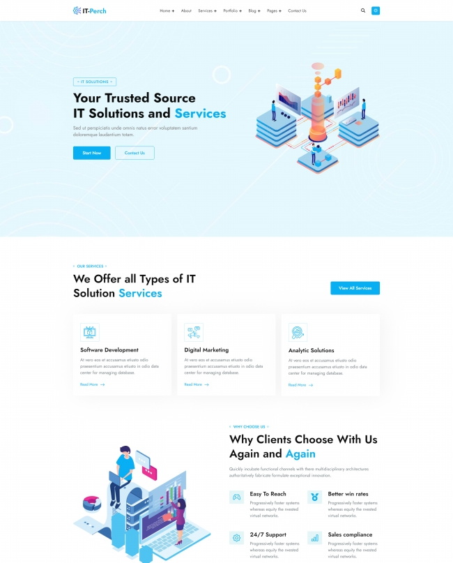 通用卡通人物IT技术解决方案公司网站模板