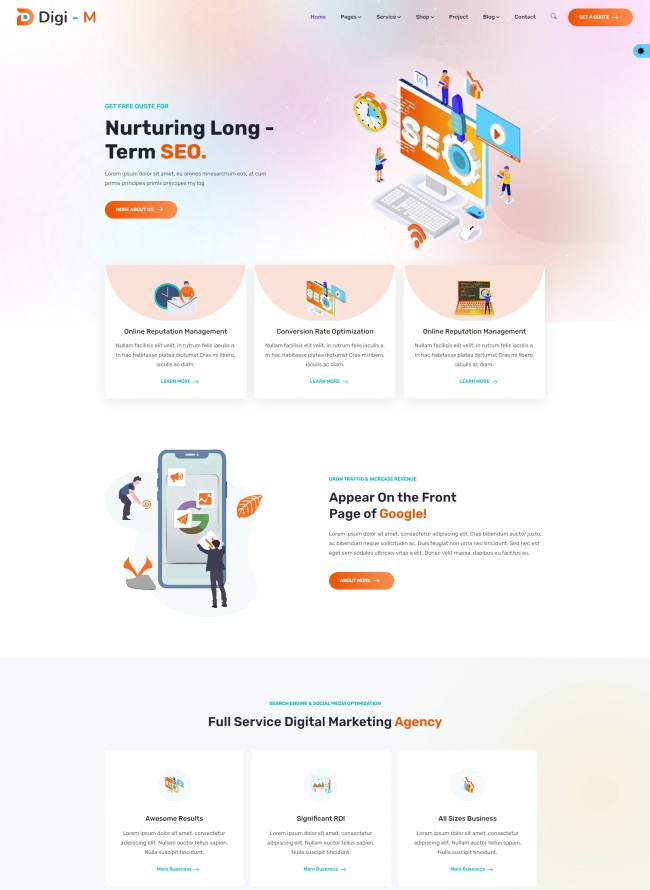 卡通数字营销服务公司html网站模板