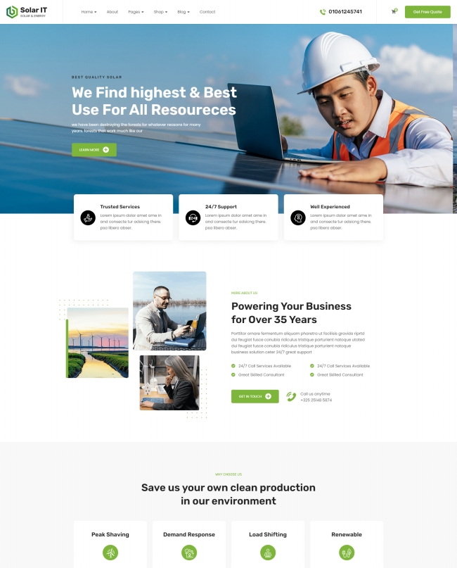 HTML5风能太阳能新能源施工公司网站模板